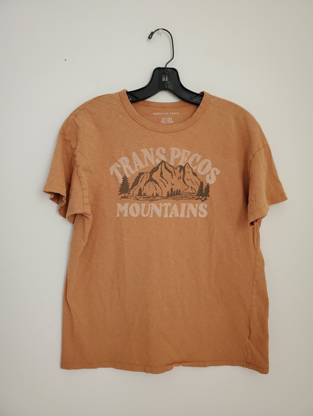 American Eagle "Trans Pecos Mountains" Graphic Tee Heather Orange Single Stitch